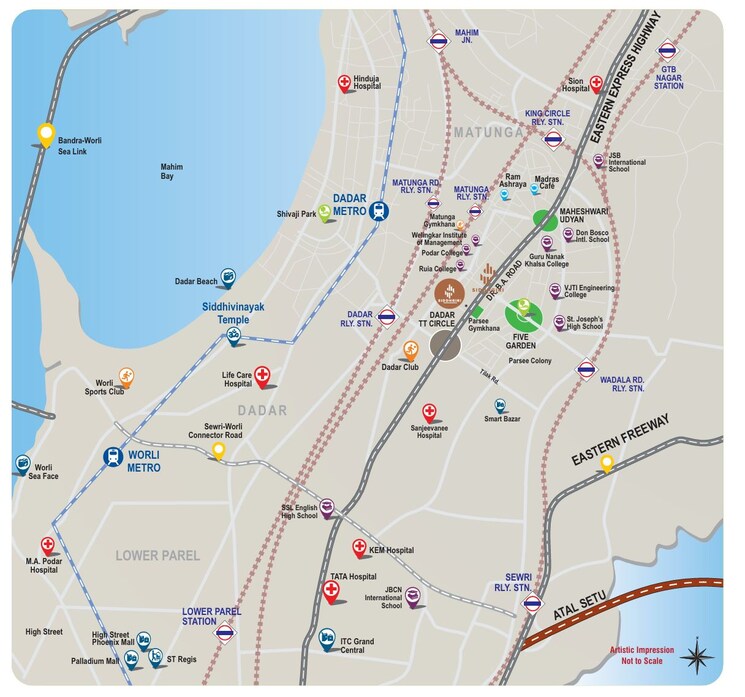 Map Location, baf-na-siddhgiri 3 Bedroom 1286 Sq.Ft. Apartment In Dadar East Mumbai 9038003