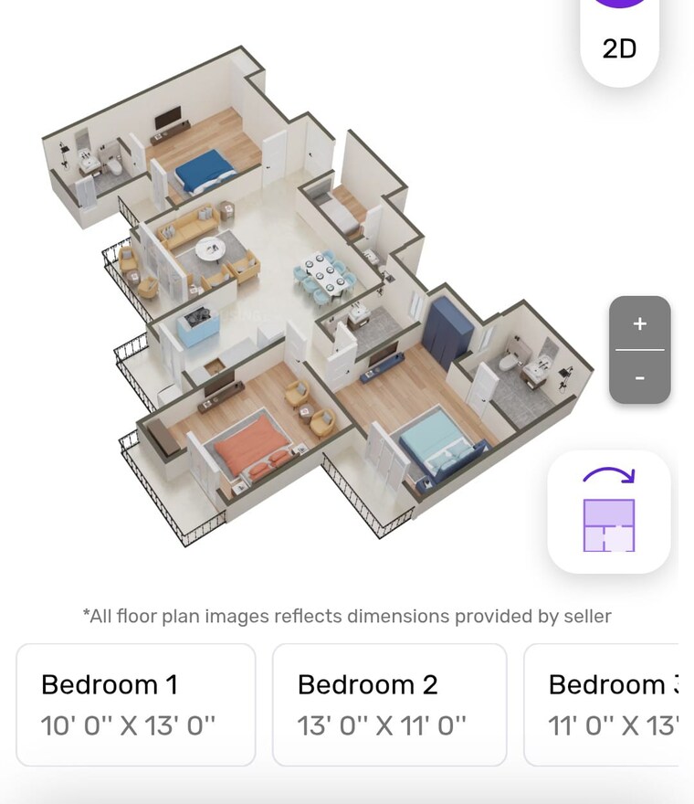 Floor Plan, anthem-french-apartments 3.5 Bedroom 1745 Sq.Ft. Apartment In Sector 16b Greater Noida Greater Noida 9038798
