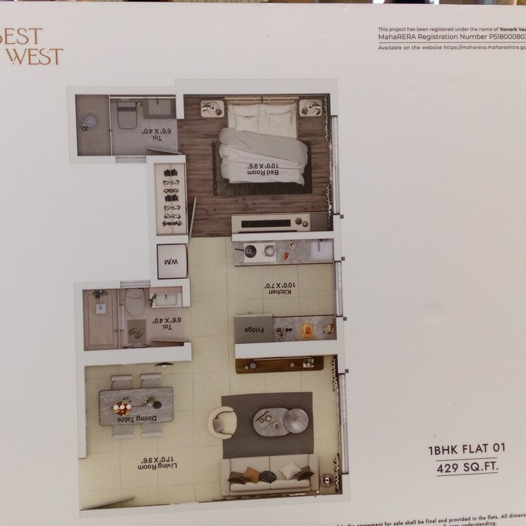 Floor Plan, goregaon west 1 Bedroom 429 Sq.Ft. Apartment In Goregaon West Mumbai 9038981