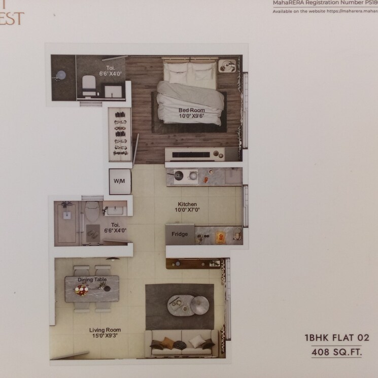 Floor Plan, goregaon west 1 Bedroom 429 Sq.Ft. Apartment In Goregaon West Mumbai 9038981
