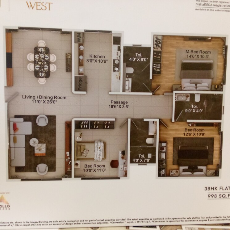 Floor Plan, goregaon west 1 Bedroom 429 Sq.Ft. Apartment In Goregaon West Mumbai 9038981