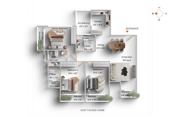 Floor Plan in 3 BHK Apartment at K Raheja Vistas, Powai – for Rent