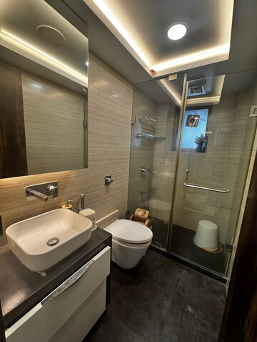 Bathroom in 3 BHK Apartment at Globe Heights, Goregaon East – for Rent