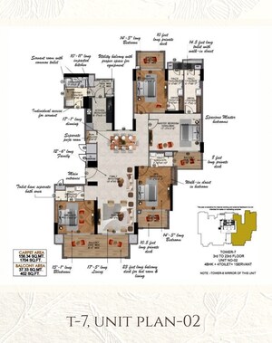 Floor Plan in 3.5 BHK Apartment at Sector 168 – for Sale