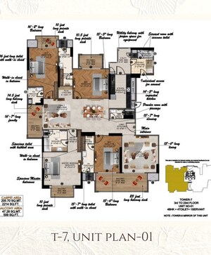 Floor Plan in 4 BHK Apartment at Sector 168 – for Sale