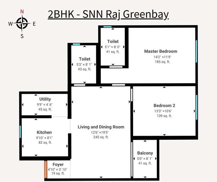 Floor Plan, snn-raj-greenbay 2 Bedroom 1190 Sq.Ft. Apartment In Electronic City Phase ii Bangalore 9043292