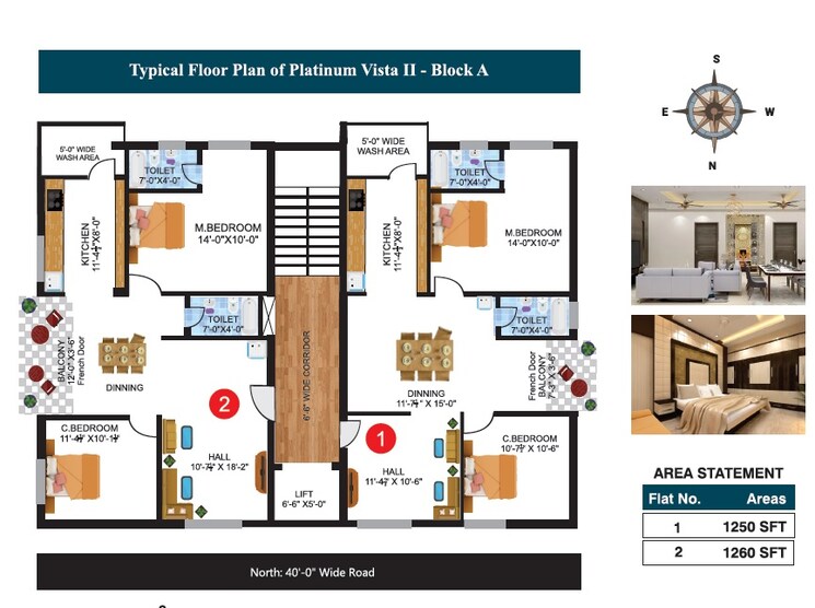 Floor Plan, platinum-vista-manikonda 2 Bedroom 1155 Sq.Ft. Apartment In Manikonda Hyderabad 9023926
