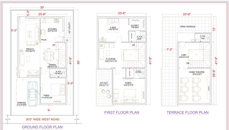 Floor Plan, krishna reddy pet 3 Bedroom 2547 Sq.Ft. Villa In Krishna Reddy Pet Hyderabad 9045181