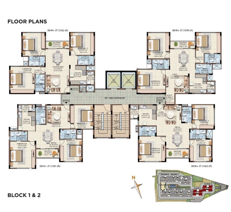 Floor Plan, mahaveer-celesse 3 Bedroom 1599 Sq.Ft. Apartment In Hunasamaranahalli Bangalore 9045515