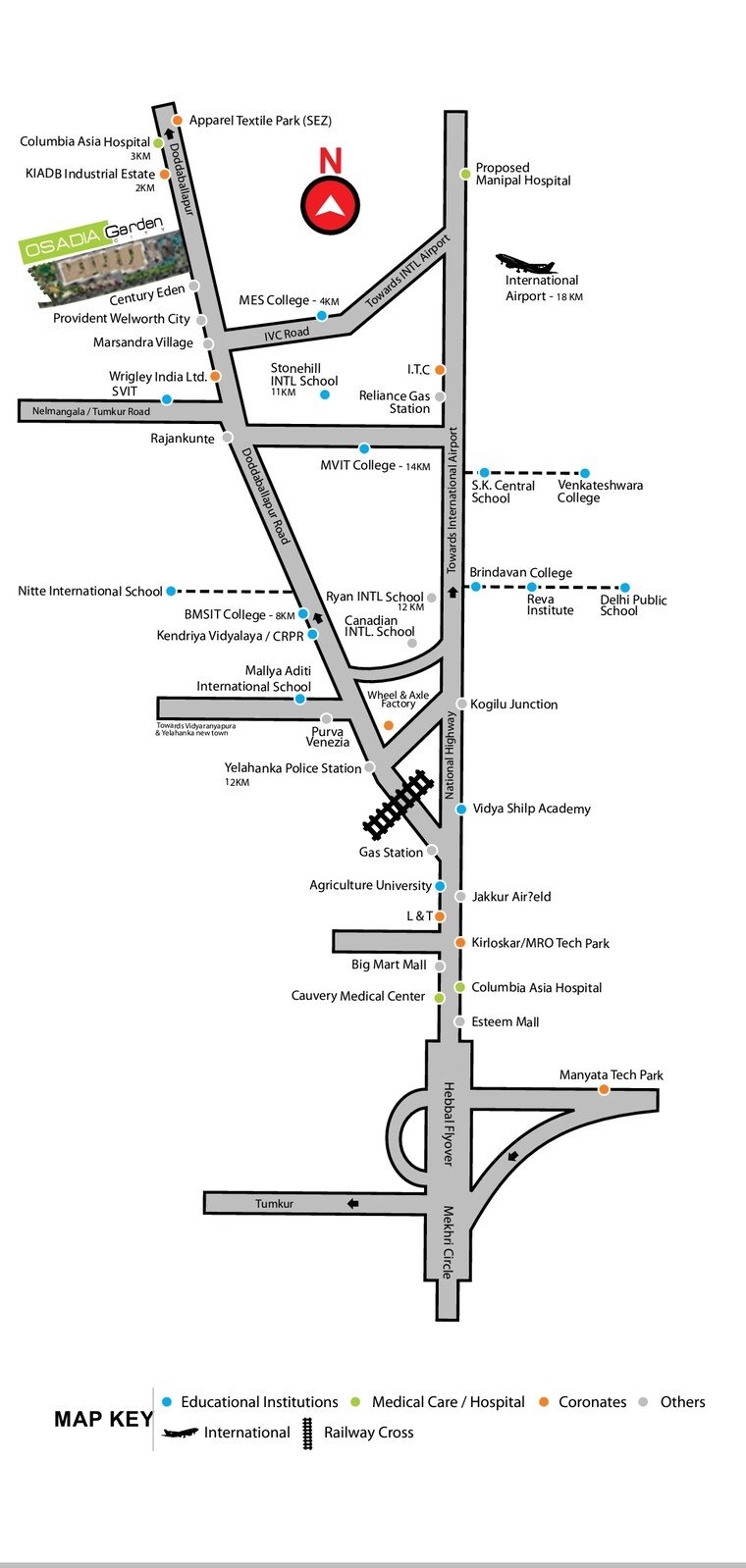 Map Location, osadia-garden-city 1 Bedroom 775 Sq.Ft. Apartment In Doddaballapur Road Bangalore 9047052