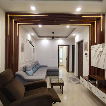 Living Room in 3 BHK Builder Floor at Puri Kohinoor, Tikawali – for Rent