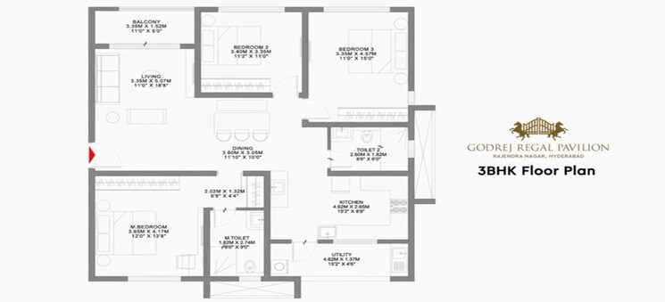 Floor Plan, godrej-regal-pavilion 2 Bedroom 1348 Sq.Ft. Apartment In Gaganpahad Hyderabad 9047332