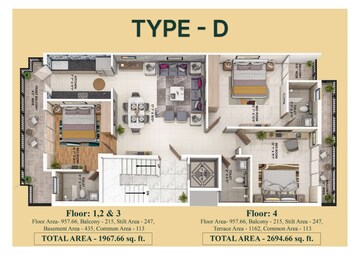 Floor Plan in 3.5 BHK Builder Floor at ROF Pravasa, Sector 88a – for Sale
