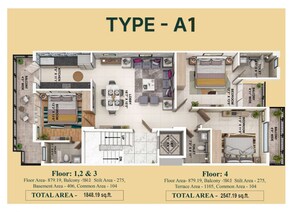 Floor Plan in 3.5 BHK Builder Floor at ROF Pravasa, Sector 88a – for Sale