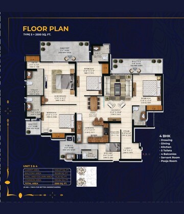 Floor Plan in 4 BHK Apartment at Irish Platinum, Sector 10 Greater Noida – for Sale