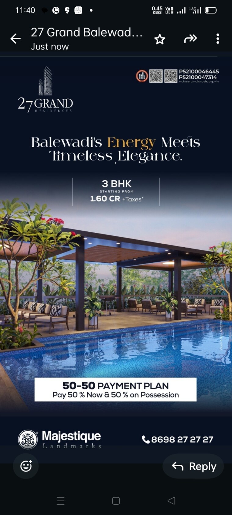 Gym, balewadi 2 Bedroom 850 Sq.Ft. Apartment In Balewadi Pune 9048765