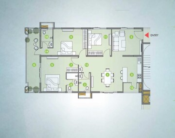 Floor Plan in 3 BHK Apartment at Gangothri Prithvi Towers, Manikonda – for Sale
