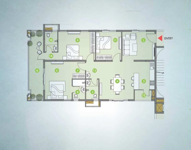Floor Plan, gangothri-prithvi-towers 3 Bedroom 1860 Sq.Ft. Apartment In Manikonda Hyderabad 9050993