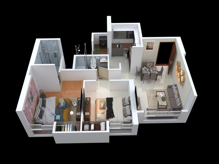 Floor Plan, purvesh-kurm-casa-vaishnavi 2 Bedroom 592 Sq.Ft. Apartment In Chinchpada Gaon Thane 9050996