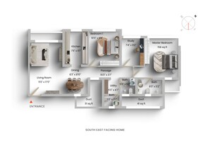 Floor Plan in 2.5 BHK Apartment at Kalpataru Aura, Ghatkopar West – for Sale