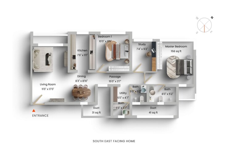 Floor Plan, kalpataru-aura 2.5 Bedroom 958 Sq.Ft. Apartment In Ghatkopar West Mumbai 9051076