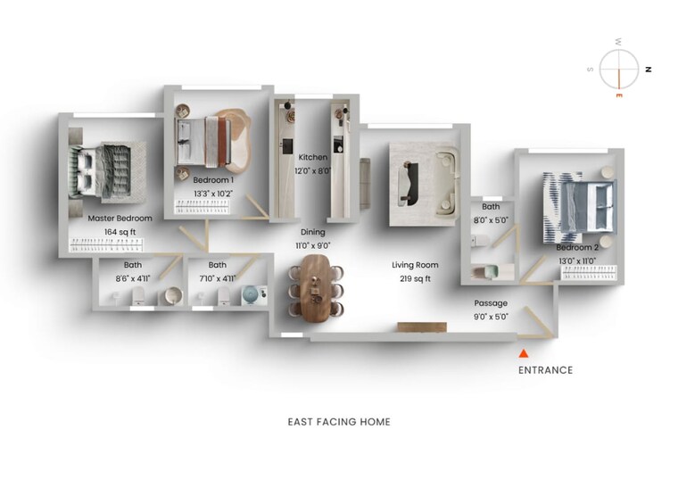 Floor Plan, k-raheja-vistas 3 Bedroom 1139 Sq.Ft. Apartment In Powai Mumbai 9051081