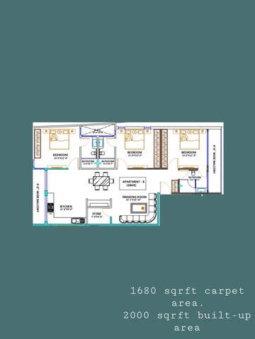 Floor Plan in 3 BHK Apartment at Ganga Nagar – for Sale