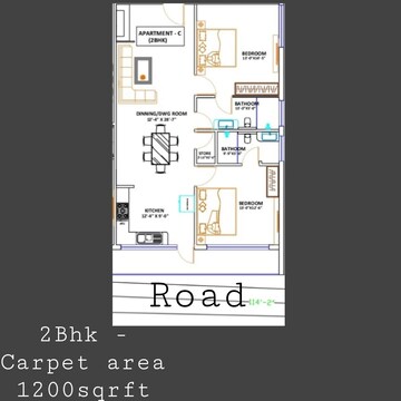 Floor Plan in 3 BHK Apartment at Ganga Nagar – for Sale