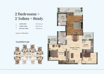 Floor Plan in 2.5 BHK Apartment at VIctoryone Amara, Sector 16 Greater Noida – for Sale