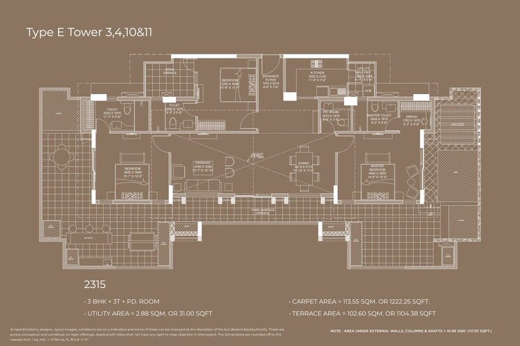 Master Plan, sector 1 greater noida 3 Bedroom 2315 Sq.Ft. Penthouse In Sector 1 Greater Noida Greater Noida 9051117
