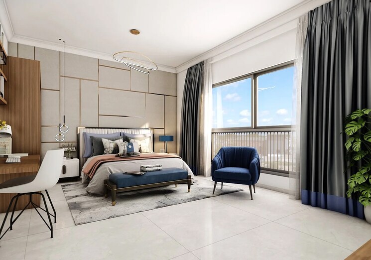 Master Bedroom, prestige-clairemont 3 Bedroom 2257 Sq.Ft. Apartment In Kokapet Hyderabad 9051219