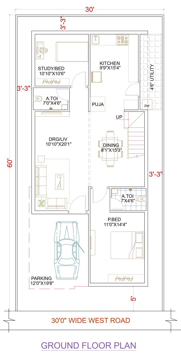 Floor Plan, krishna reddy pet 4 Bedroom 3080 Sq.Ft. Villa In Krishna Reddy Pet Hyderabad 9051364