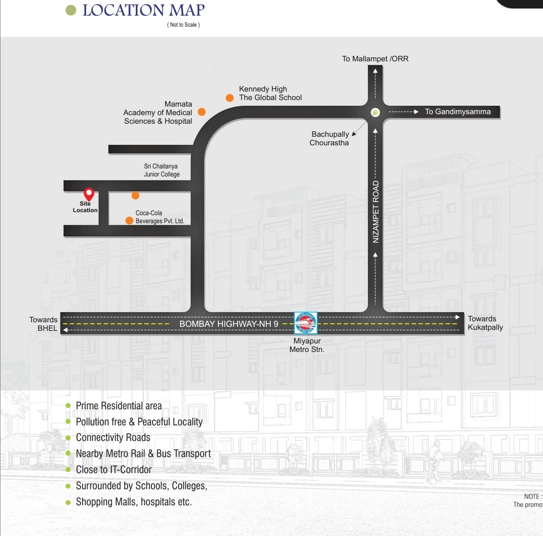 2 BHK Apartment – Map Location View at Bachupally - for Sale