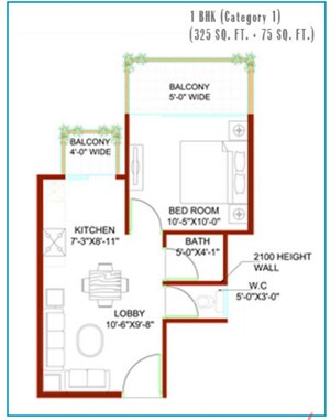 Floor Plan in 1 BHK Apartment at SG Andour Heights, Sector 71 – for Sale