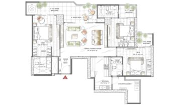 Floor Plan in 4 BHK Apartment at Smart World Sky Arc, Sector 69 – for Sale