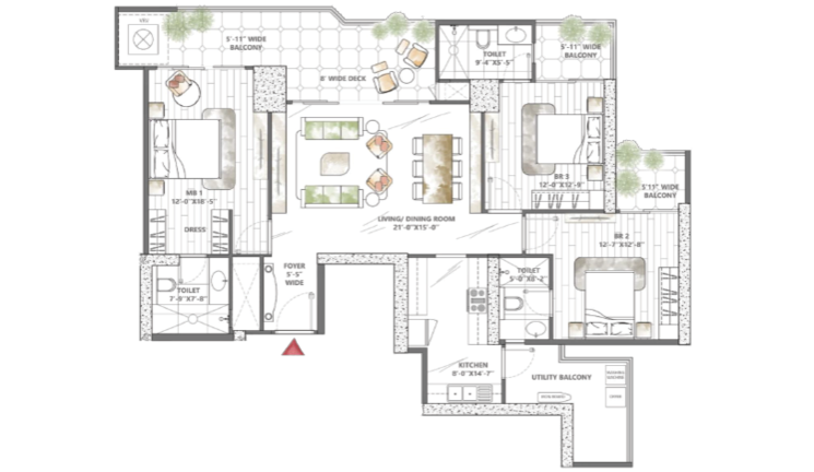Floor Plan, smart-world-sky-arc 4 Bedroom 3270 Sq.Ft. Apartment In Sector 69 Gurgaon 9054083