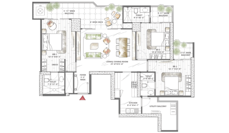 Floor Plan, smart-world-sky-arc 4 Bedroom 3270 Sq.Ft. Apartment In Sector 69 Gurgaon 9054083