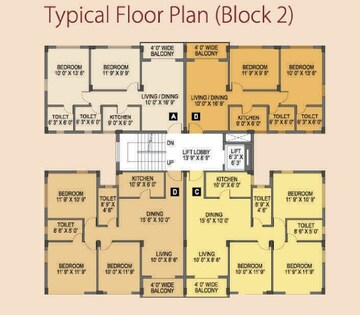 Floor Plan in 3 BHK Apartment at New Town Action Area 1 – for Sale