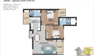 Floor Plan in 4 BHK Apartment at Urbainia Grid1, Sector 25 Yamuna Expressway – for Sale