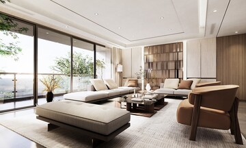 Living Room in 5 BHK Apartment at Rustomjee The Panorama, Pali Hill – for Sale