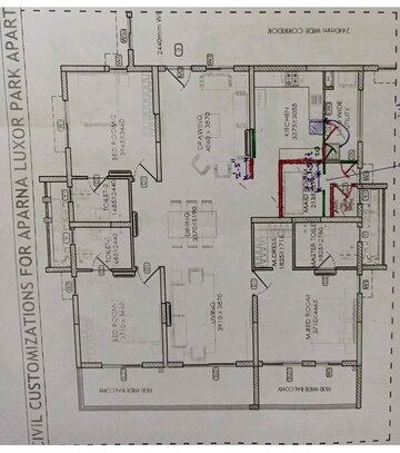 Floor Plan in 3 BHK Apartment at Aparna Luxor Park, Kondapur – for Sale