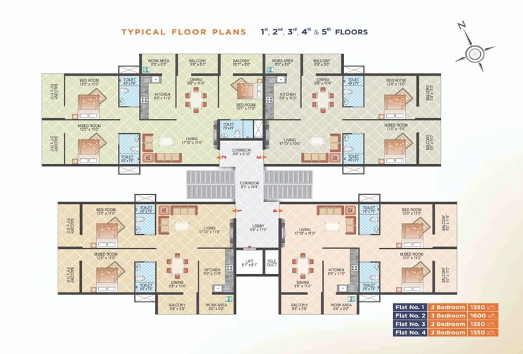 Floor Plan, yeyyadi 2 Bedroom 1350 Sq.Ft. Apartment In Yeyyadi Mangalore 9056972