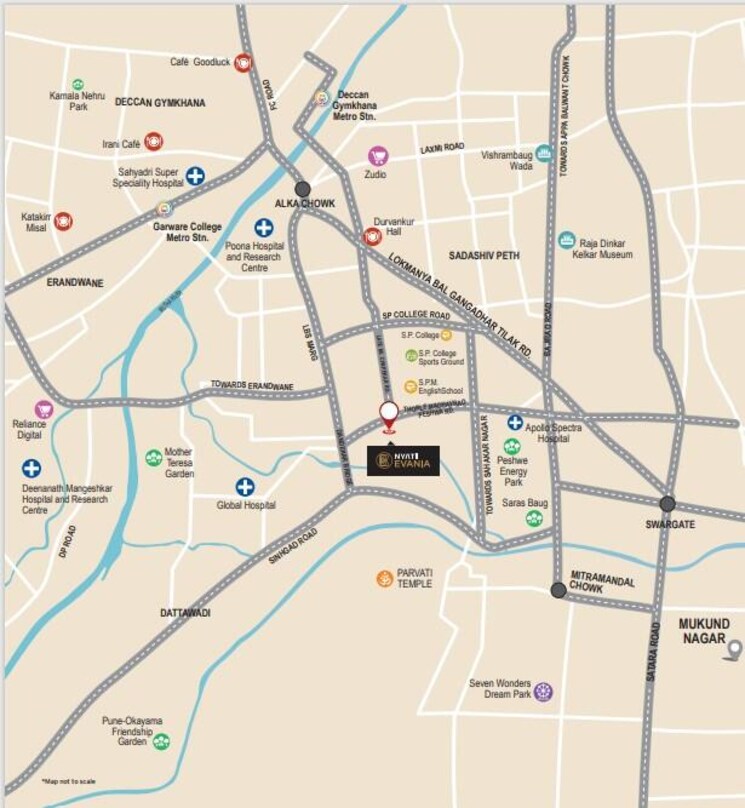 Map Location, nyati-evania 2 Bedroom 919 Sq.Ft. Apartment In Sadashiv Peth Pune 9061087