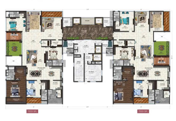 Floor Plan, sri-fortune-sonthalia-sky-villas 4 Bedroom 7333 Sq.Ft. Apartment In Kokapet Hyderabad 9061309
