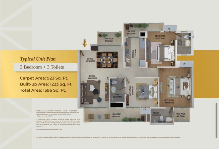 Floor Plan, sector 16 greater noida 3.5 Bedroom 1596 Sq.Ft. Apartment In Sector 16 Greater Noida Greater Noida 9062395