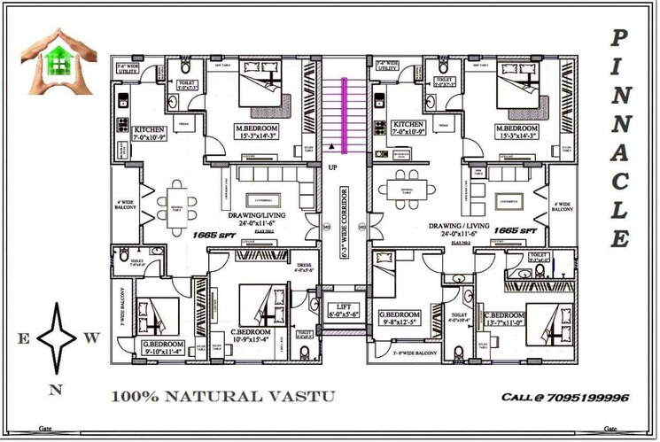 Floor Plan, gachibowli 3 Bedroom 1690 Sq.Ft. Apartment In Gachibowli Hyderabad 9063198