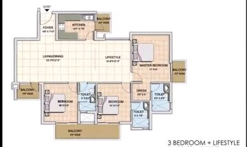 Floor Plan in 3 BHK Apartment at BPTP Park Generations, Sector 37d – for Rent