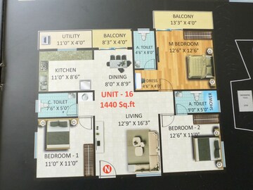 Floor Plan in 3 BHK Apartment at Hosakerehalli – for Sale