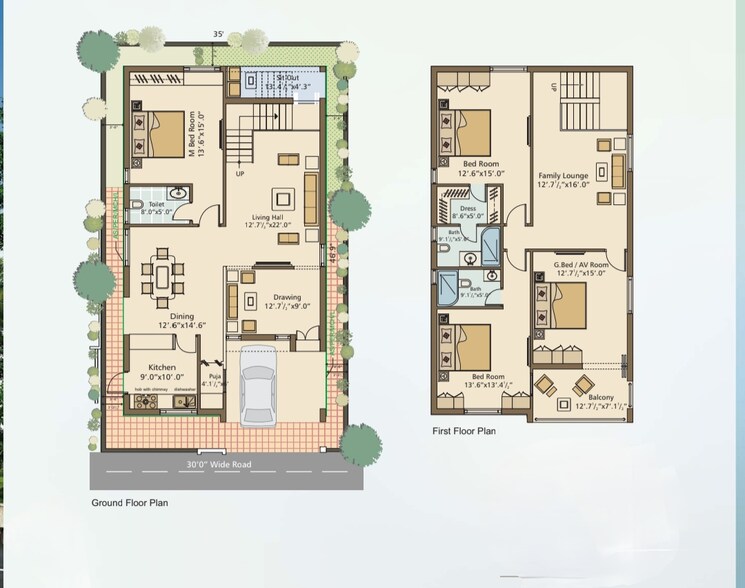 Floor Plan, mega-the-perch 4 Bedroom 2700 Sq.Ft. Villa In Tellapur Hyderabad 9066376