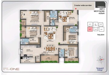 Floor Plan in 4 BHK Apartment at SAS Diamond Towers, Financial District – for Sale